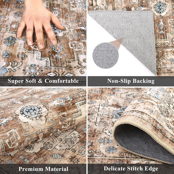 Tapijtloper voor gang, antislip, wasbaar, 60 x 180 cm, keukentapijt, gang, tapijt, hal, loper, lang, vintage tapijt, voor woonkamer, keuken, slaapkamer