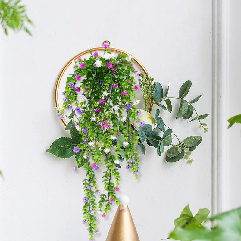 2 stuks kunsthangplanten, bloemen, meerkleurig, kunstbloemen aan de muur, kunsthangplanten, hangbloemen, klimop voor binnen en buiten, balkon, bruiloft, tuin, wanddecoratie