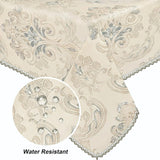 Tafelkleed met kwastjes, waterafstotend, voor eettafel, vakantie, feest, woonkamerdecoratie, 140 x 200 cm, licht abrikoos