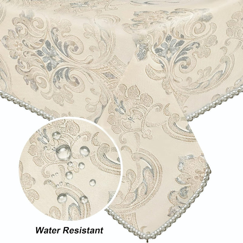 Tafelkleed met kwastjes, waterafstotend, voor eettafel, vakantie, feest, woonkamerdecoratie, 140 x 200 cm, licht abrikoos