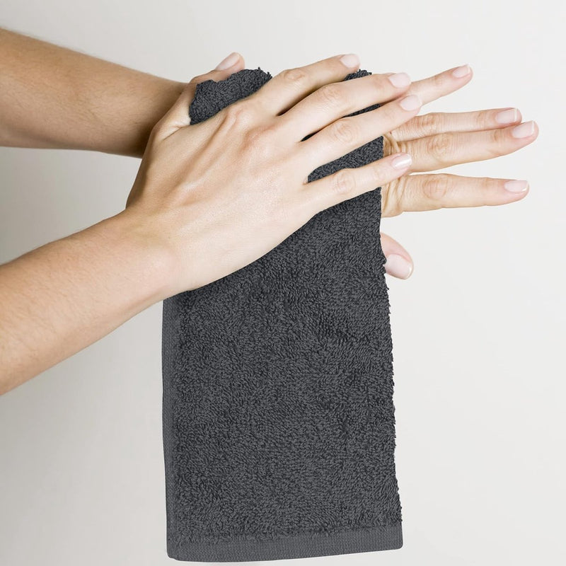 - 24 stuks zeepdoeken, 30 x 30 cm, met ophanglussen, absorberende washandjes voor het afvegen en reinigen van het gezicht, van 100% katoen (grijs)