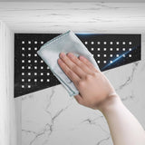 Hoekplank, doucheplank, 304 roestvrij staal, zonder boren, voor badkamer, shampoohouder, organizer, trapeziumvormig vierkant gat 305 x 155 mm, zwart, 2 stuks