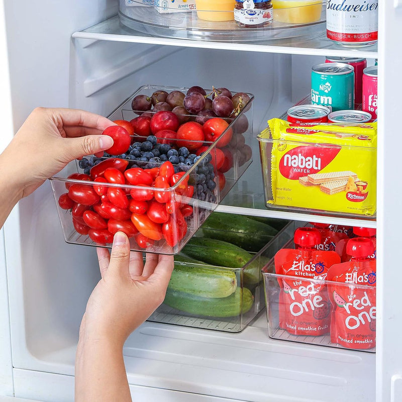 Set van 2 opbergdozen voor keuken, koelkastorganizer, laden met 8 vakken, opbergsysteem voor keuken, thee, specerijen, voorraadkast, theezakjes, apothekerskast, keukenkast