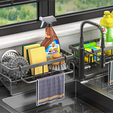 Keukenrekken, keukenrekken, hangend, keukenrek aan de muur, keukenrek, smal, keukenrek, hangend, keukenrek, klein, gootsteenorganizer, keukenrek, wandrek, spoelbakorganizer (grijs)