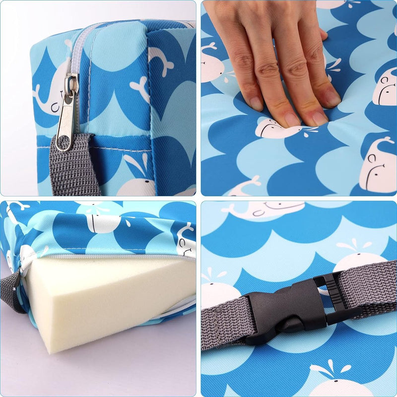 Zitverhoging voor baby's, draagbaar zitkussen, design voor kinderen, blauw/wit