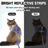 Supet Kattentuig en Lijn Set Escape Safe Kittentuigje Verstelbare Kattenvest Harnas met Reflecterende Strips Universele Kattenlijn en Harnas voor Katten Puppy's