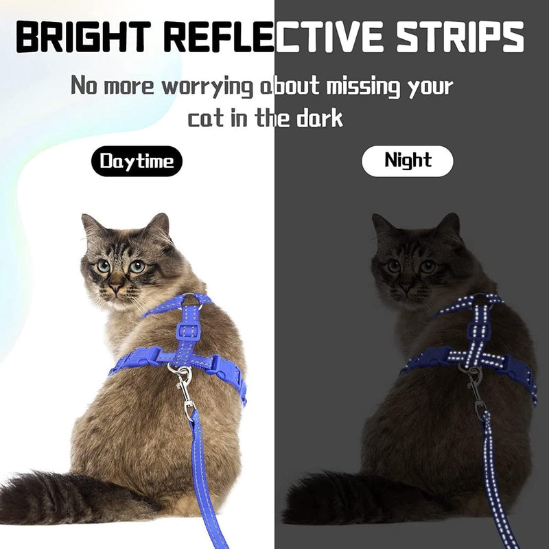 Supet Kattentuig en Lijn Set Escape Safe Kittentuigje Verstelbare Kattenvest Harnas met Reflecterende Strips Universele Kattenlijn en Harnas voor Katten Puppy's