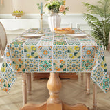 Tafelkleed rechthoekige geometrie, Boheems, waterafstotend, tafelkleed, decoratie, polyester tafelkleed voor keuken, feesten, lente/zomer (153 x 213 cm)