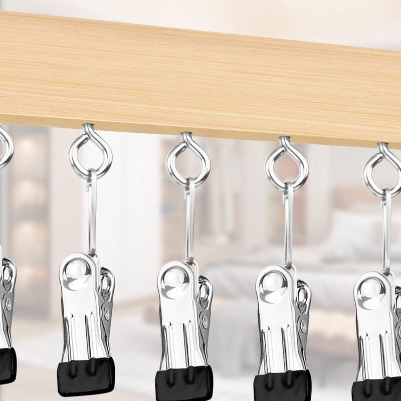 Soktdroger, wasrek van hout, 10 clips, 360° draaihaak, kleerhanger voor muts, ondergoed, gezichtsmasker, handdoeken, handschoenen (houtkleur)