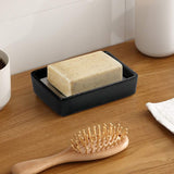 Keramische zeepbakje SUS304 badkamer dubbellaags zeepbakje zelflozende zeepbakje zeg nee tegen pluizige zeep eenvoudige reiniging (zwart)