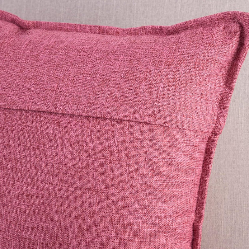 Set van 2 linnen kussenslopen, zachte decoratieve kussenslopen voor bank, slaapkamer, roze, 45 x 45 cm, vierkant