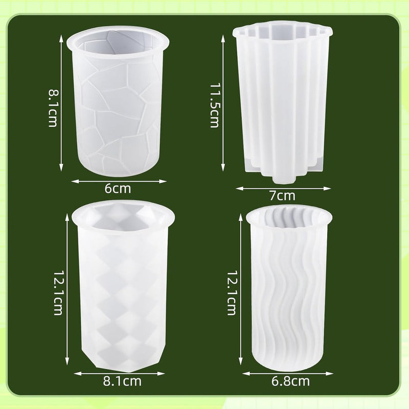 Kaarsenvorm Siliconen 4-delig, Kaarsenvormen voor gietset, 3D DIY Kaarsen Siliconenvorm Kaarsengietvormen voor handgemaakte zeep, geurkaarsen, knutselornamenten, kaarsen DIY-vormenset