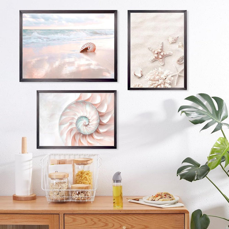 Premium posterset van 6 muurfoto's Woonkamer Moderne muurfoto's Strandposter Wanddecoratie Moderne posterset Strandmotief Muurfoto's voor woonkamer, studeerkamer, eetkamer
