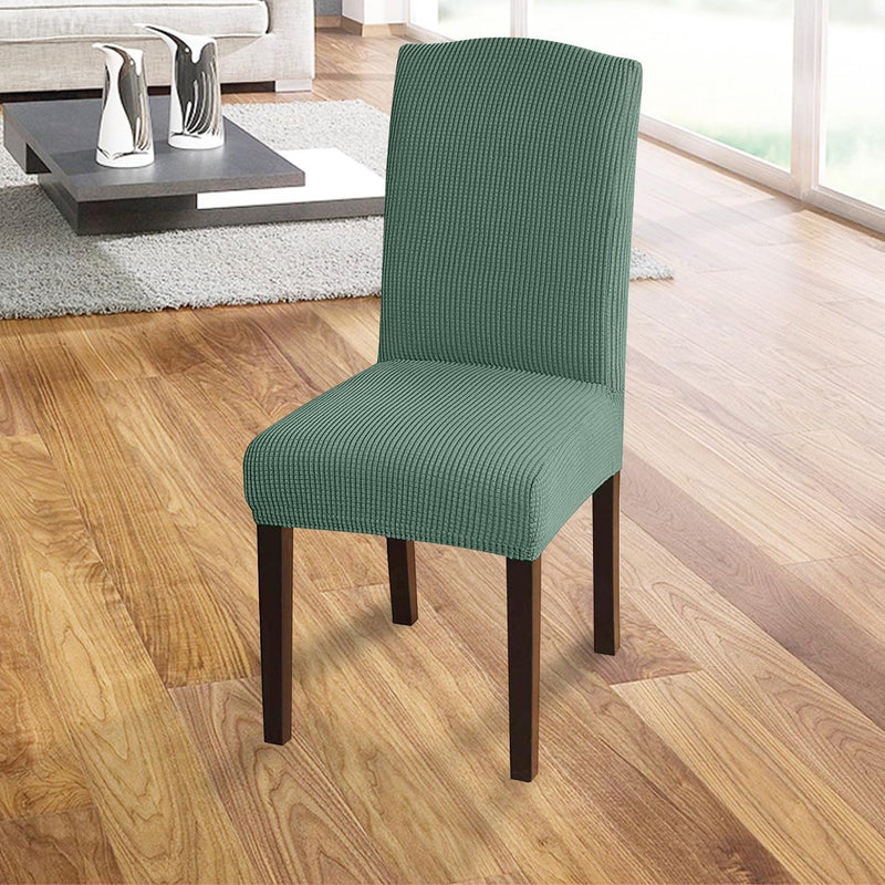 Hoge stretch stoelhoezen, universele pasvorm, jacquard eetkamerstoelen, afneembare stoelbeschermers voor eetkamer, keuken, restaurant en hotel (set van 6, Matcha groen)
