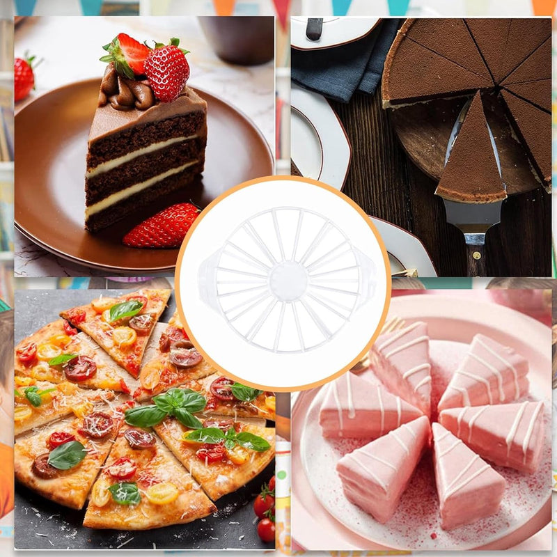 Taartverdeler, 1 stuk ronde taartverdeler, taartverdeler, kunststof taartverdeler voor het snijden van 14/16 identieke taartstukken (wit)