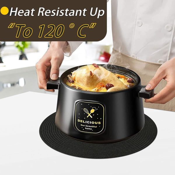 Placemats rond zwart 8 stuks wasbaar 34 cm tafel placemats hittebestendige placemats voor keukendiner