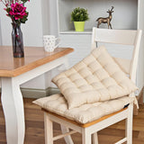 Indoor stoelkussen, keuken, eetkamer, antislip, getuft zitkussen, zacht stoelkussen met banden, duurzaam, comfortabel stoelkussen, zitkussen, stoelkussen, 42 x 40 x 5 cm, perkament