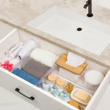 Kunststof ladeverdeler, verstelbaar, set van 8 (30,99 - 55,12 cm), transparante ladeverdeler, lade-organizer voor keukenopslag, slaapkamer, commode, met dubbelzijdig plakband