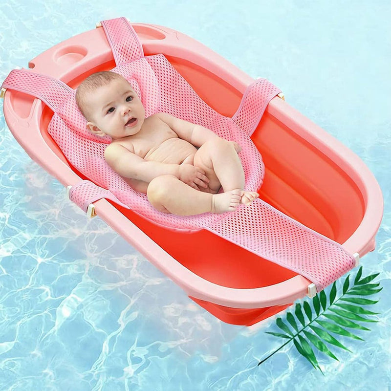 Babybadmat, badzitje voor baby's, babybadmat, met mesh, verstelbaar, antislip met veiligheidsgordel, babybadmat, babybadmat, babybadmat voor pasgeborenen peuters