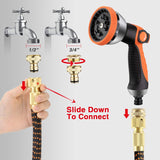 Flexibele tuinslang 30 m, robuuste 3-laags latex waterslang, 3/4" en 1/2" metalen aansluitingen, 3450D stof, knikvrij, spray met 10 functies