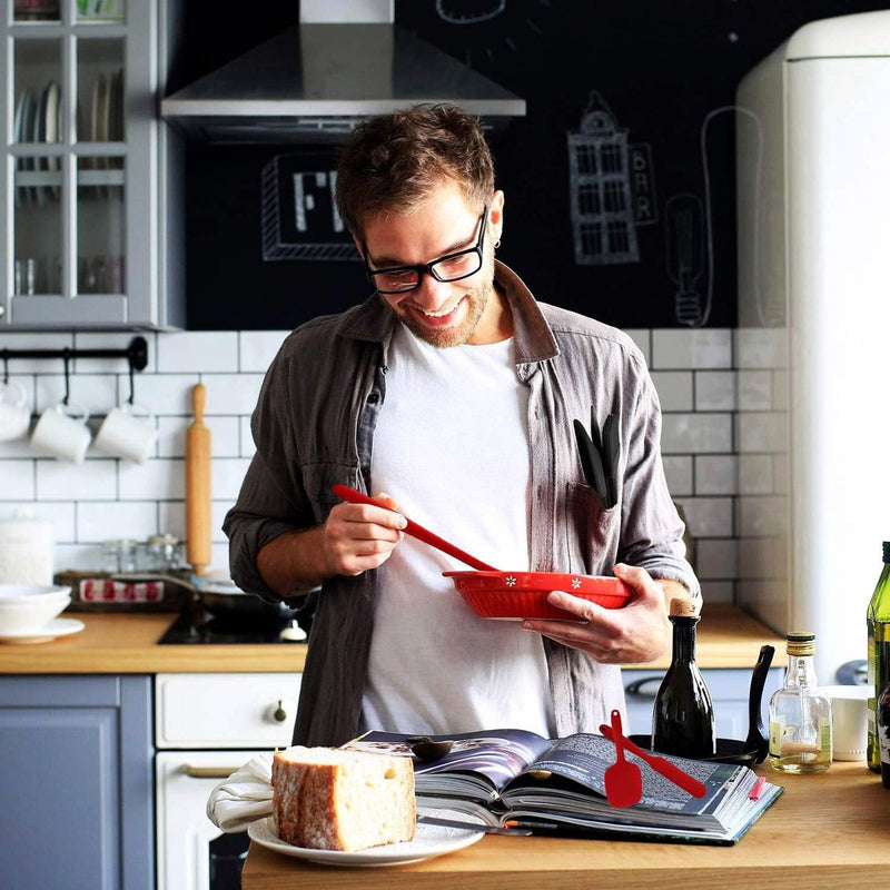 Siliconen spatel Siliconen keukengereiset Hittebestendig en antiaanbaklaag Siliconen deegspatel van voedingskwaliteit voor koken, bakken en mixen, 6-delig rood