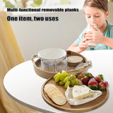 Houten dienblad, rond, met uitneembare acaciaplanken, gevlochten gevlochten rotan dienblad met handgrepen, voor couverts, tafelopzetstukken, kaarsen, enz., 100% katoen/jute, 30 cm (bruin)