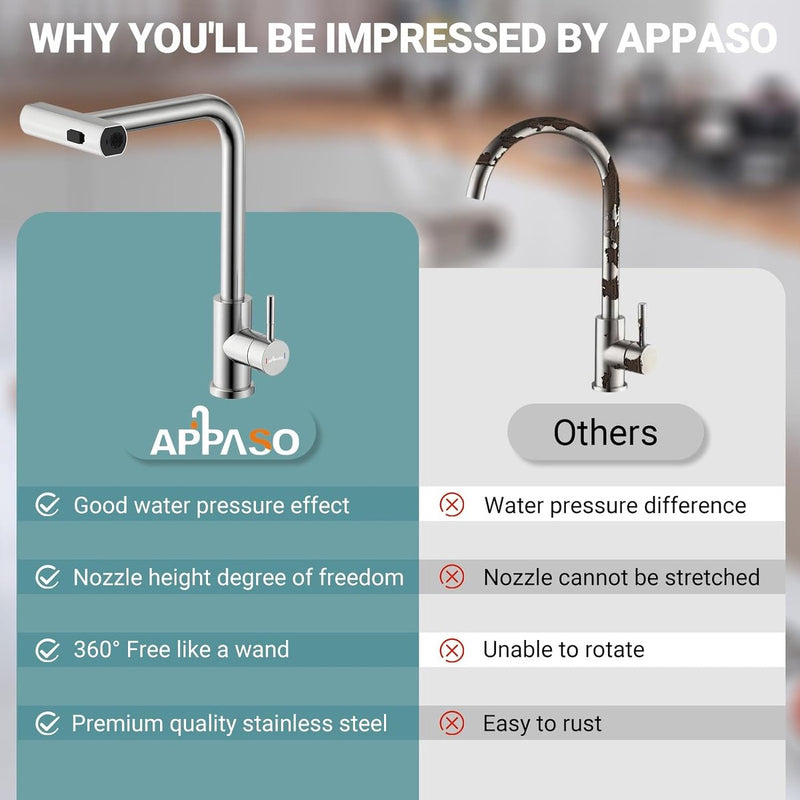 Kraan keuken, keukenkraan met sproeier, uittrekbaar voor de keuken, eengreeps, uittrekbare spoelbakarmatuur, 1 gat 360° draaibaar, hogedruk waterval, geborsteld roestvrij staal