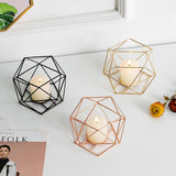 Theelichthouder kaarsenhouder metaal goud - set van 2 geometrische theelichtjes kaarsenstandaard stompkaars windlicht modern geo decoratie voor tafeldecoratie feest bruiloft woonkamer