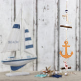 3 x hangdecoratie maritiem - decoratie om op te hangen - stuurwiel, anker en vissen van hout met schelpen - hangdecoratie (3 stuks - 100 cm)