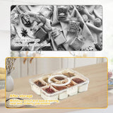 Snackschaal, serveerschaal, snackbord met 8 vakken, snackschaal met deksel, plastic snackbord, fruitbord met deksel, snackopbergdoos voor noten, desserts