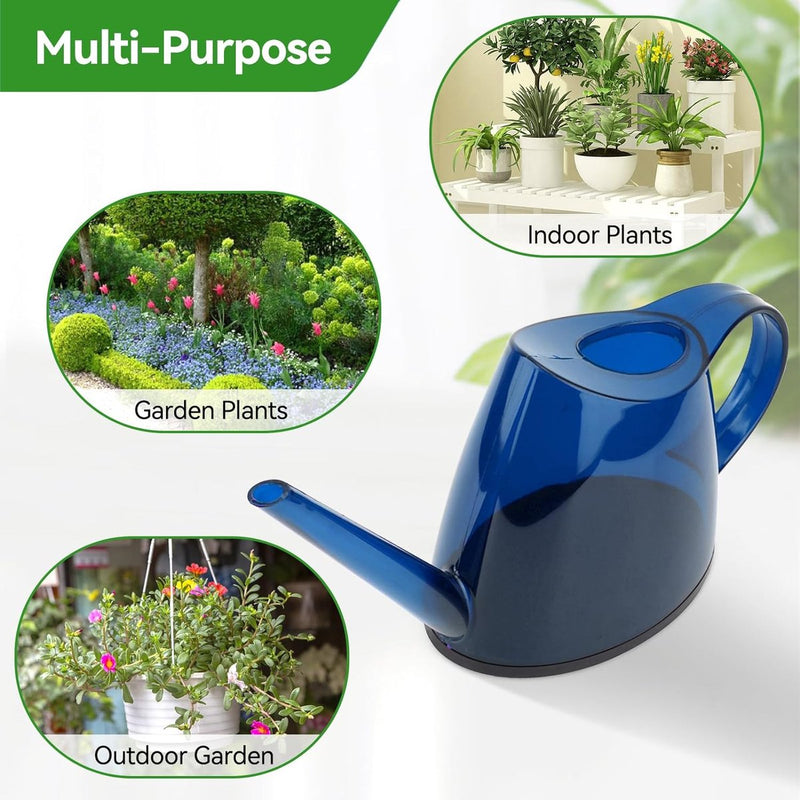 Gieter voor kamerplanten, 1,2 l, plantengieter met lange uitloop, kleine kan, transparant voor tuinbloem (blauw)