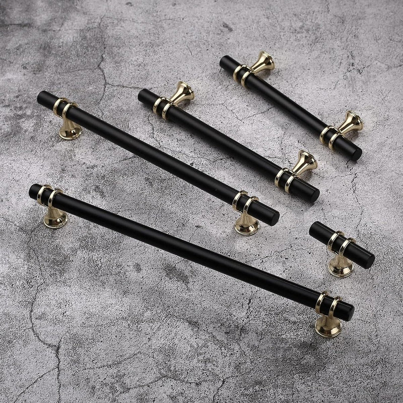 Meubelgrepen, 10 stuks, zwart-goud, gatafstand 96 mm, kastgrepen, keukengrepen, ladegrepen, kledingkast, deurgrepen, 96 mm