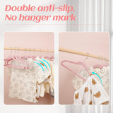Kinderkleerhangers van fluweel, 35 cm, 32 stuks, kleerhangers met gekerfd design, ultradun, ruimtebesparend, 360 graden draaibare haken, antislip en duurzame kinderhangers voor peuters, roze