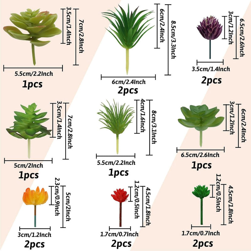 20 stuks vetplanten, kunstplanten, kleurrijke vetplanten, voor decoratie, woonkamer, kantoor, decoratie (zonder potten)