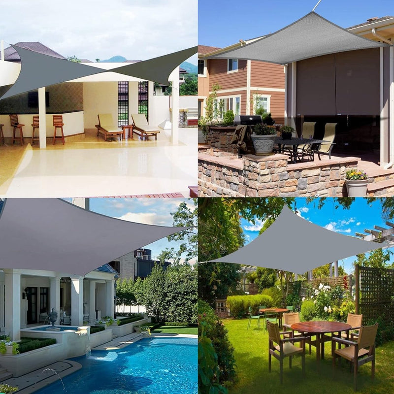 Luifel 3 x 5 m Rechthoekig PES Polyester Waterdicht 95% UV-bescherming Inclusief bevestigingstouwen Grijs