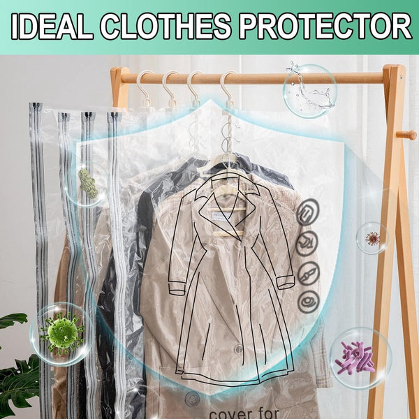 Vacuümzakken voor kleding, 6 verpakkingen vacuümzakken voor kleding, 5-in-1 kan meerdere stukken ophangen, hangende vacuümzakken voor pakken, mantels, donsjassen