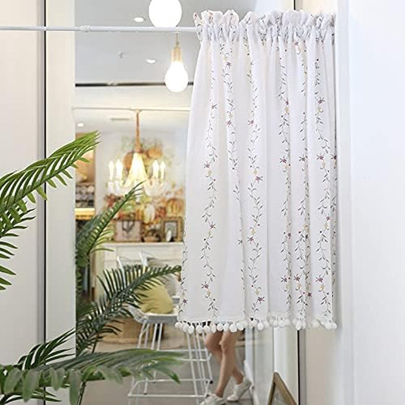 Vitrage Voile bistrogordijn landhuis keuken transparant kort modern korte gordijnen kort gordijn keukengordijn (140 x 80 cm)