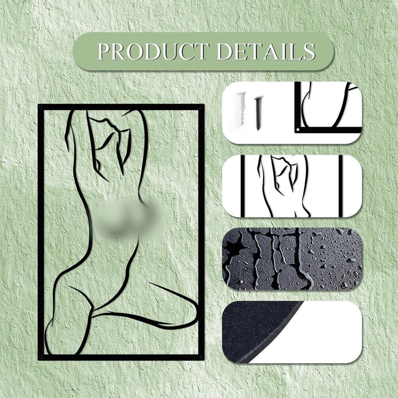 3 stuks metalen wanddecoratie minimalistische abstracte vrouwen muurkunst enkele lijntekening zwarte kunst vrouwelijke moderne wanddecoratie voor slaapkamer keuken badkamer