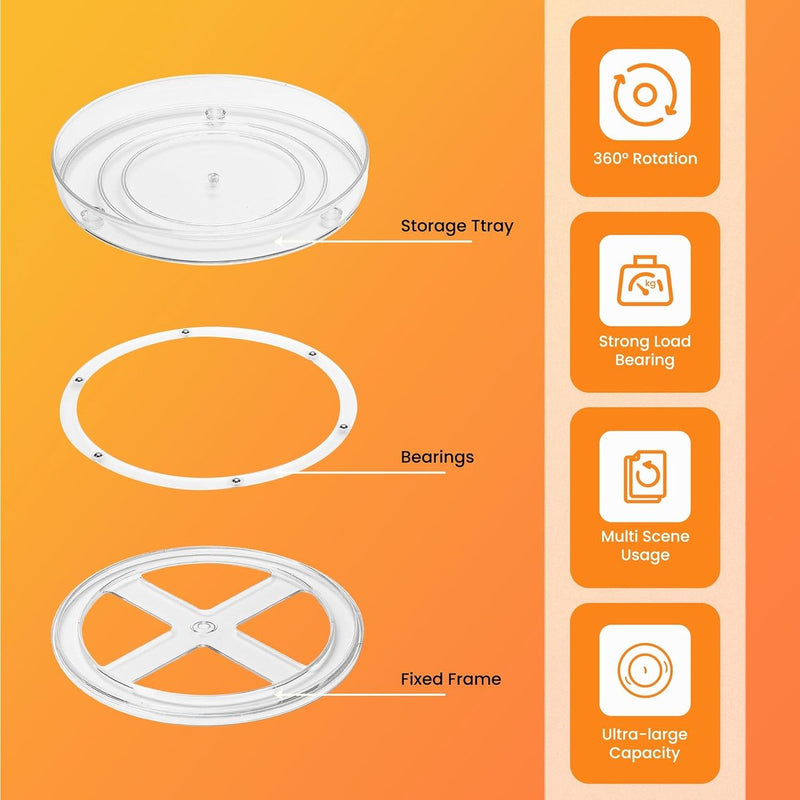 2 stuks draaitafelkoelkast, verpakking van 2 (23,5 cm + 27 cm) draaitafelorganizer, voor de voorraadkast, draaibare kruidenhouder voor voorraadpotten en kruiden