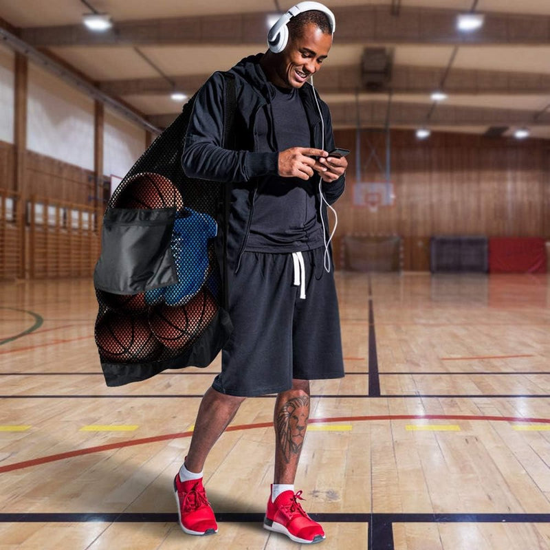 Extra groot ballennet Grote ballentas Ballentas Net Ballentas Voetbalnettas voor 8-15 ballen Multifunctionele sportnettas met trekkoord en schouderband Ballennet