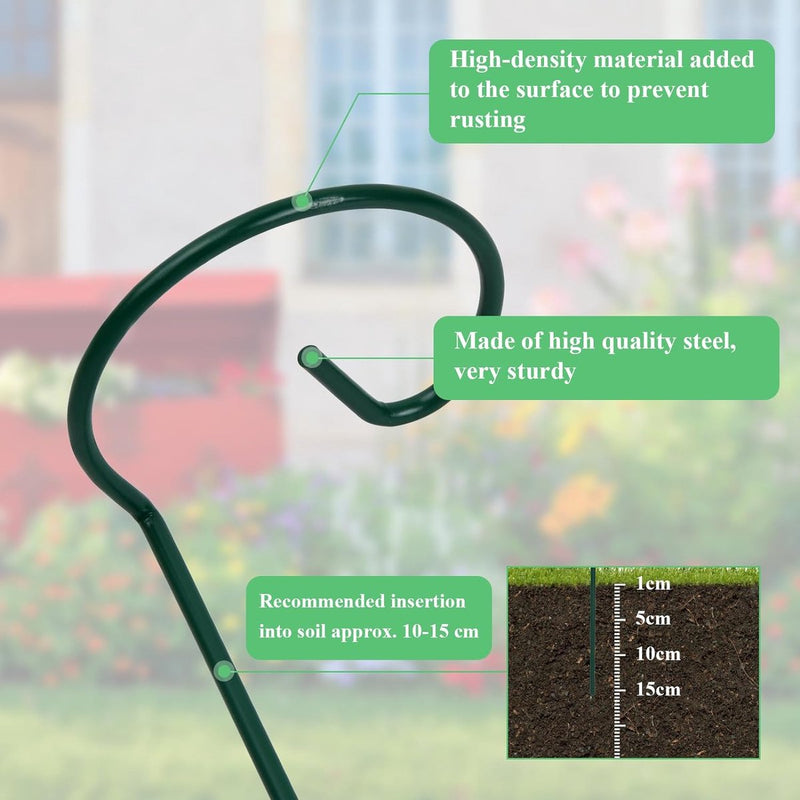 10 stuks plantenkooi steunringen planten, plantenhouders, metalen roest, plantensteunstaven voor tuin, plantensteunen met 10 plantenclips voor amaryllis orchideeën, hortensia's