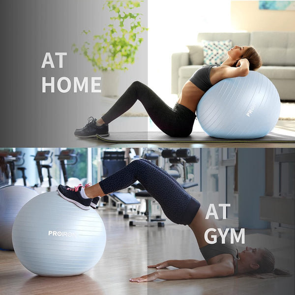 Gymnastiekbal, pezzibal, zitbal, trainingsbal, fitnessbal en balans voor core-training, met pomp, anti-burst, pilatesbal, robuust, voor volwassenen, kantoor, pezziballen, gymnastiekballen