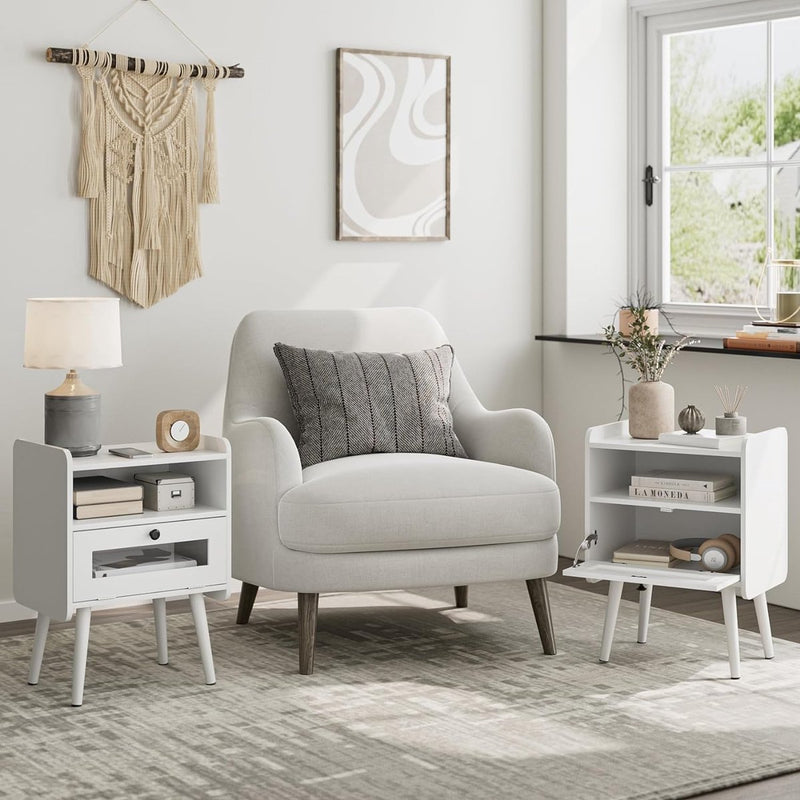 Nachtkastje Witte Bijzettafel Nachtkastje Moderne Bijzettafels Slaapkamer Nachtkastje Lades Bijzettafel Voor Slaapkamer, Woonkamer