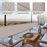 Balkonscherm, inkijkbescherming, balkonomspanningen, PES, waterdicht, weerbestendig, met kabelbinders, 90 x 600 cm, taupe