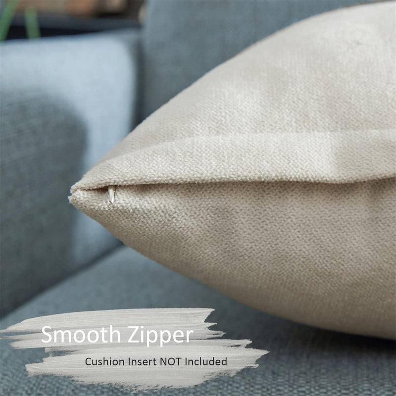 Kussenhoezen, effen, chenille deco-kussenhoezen met verborgen ritssluiting voor bank, auto of bed, set van 2 stuks