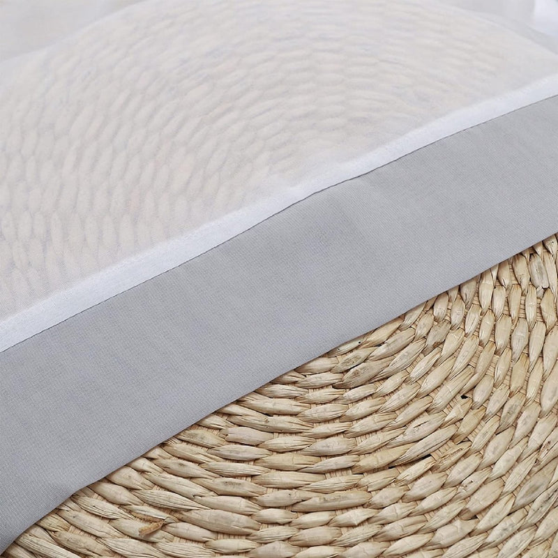 Vitrage, voile, bistrogordijn met lussen, transparant gordijn, modern, raamgordijn, gaas, voor keuken en woonkamer, landhuis (h x b) 60 x 90 cm, grijze rand)