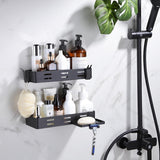 Doucheplank, zonder boren, doucheplank, zwart, shampoohouder voor douche, douchemand, roestvrij staal, 3 stuks