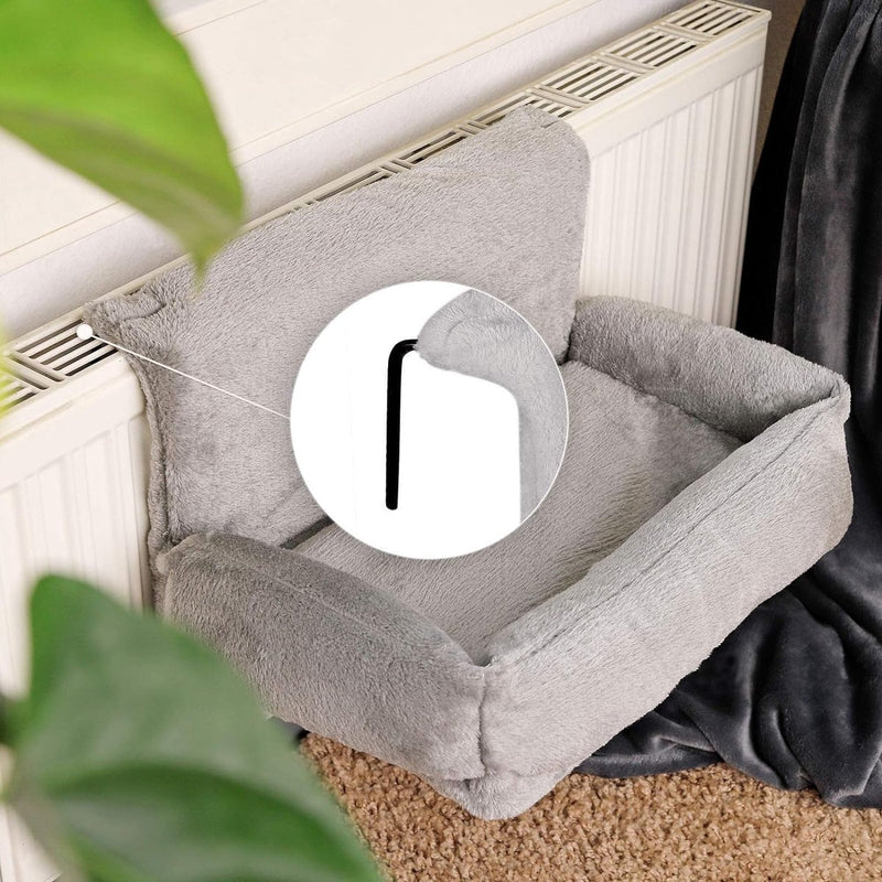 Kattenbed voor bevestiging aan de radiator, kattenhangmat, kleur naar keuze, grijs