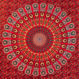 Mandala Wandtapijt - Wall Art Hanging - Sprei van katoenen wandtapijt voor woonkamer, slaapkamer thuis - esthetische wanddoek voor op het strand of thuis (TD_01_rood)