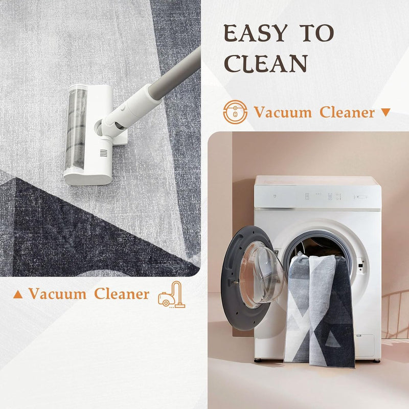 Modern woonkamertapijt, wasbaar, laagpolig tapijt, slaapkamer, wollig, antislip, tapijt, eetkamer, tapijt, geometrisch tapijt, 200 x 300 cm, grijs